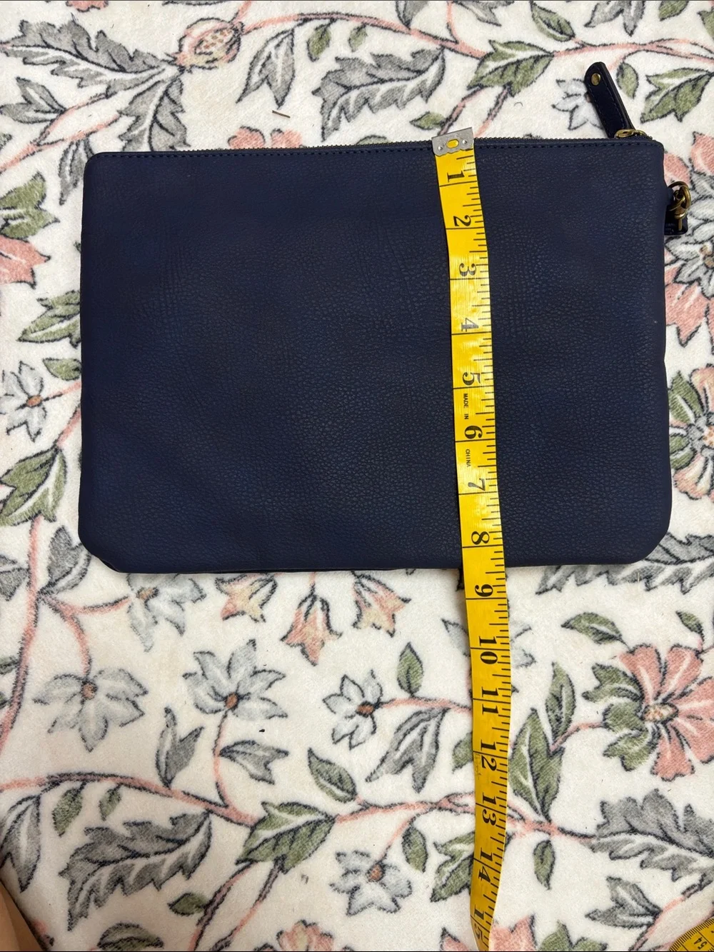 Merona Navy‎ Oversized Wristlet Clutch with Gold Buckle Accents